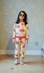 Kırmızı Ayıcık Desenli Pamuklu Kız Çocuk Pijama Takımı