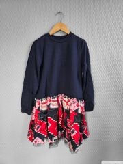 Lacivert Şık Tasarımlı Çocuk Elbisesi_Düz