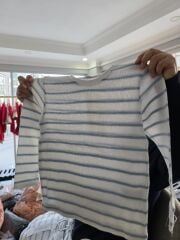 Mavi Çizgili İnce Triko