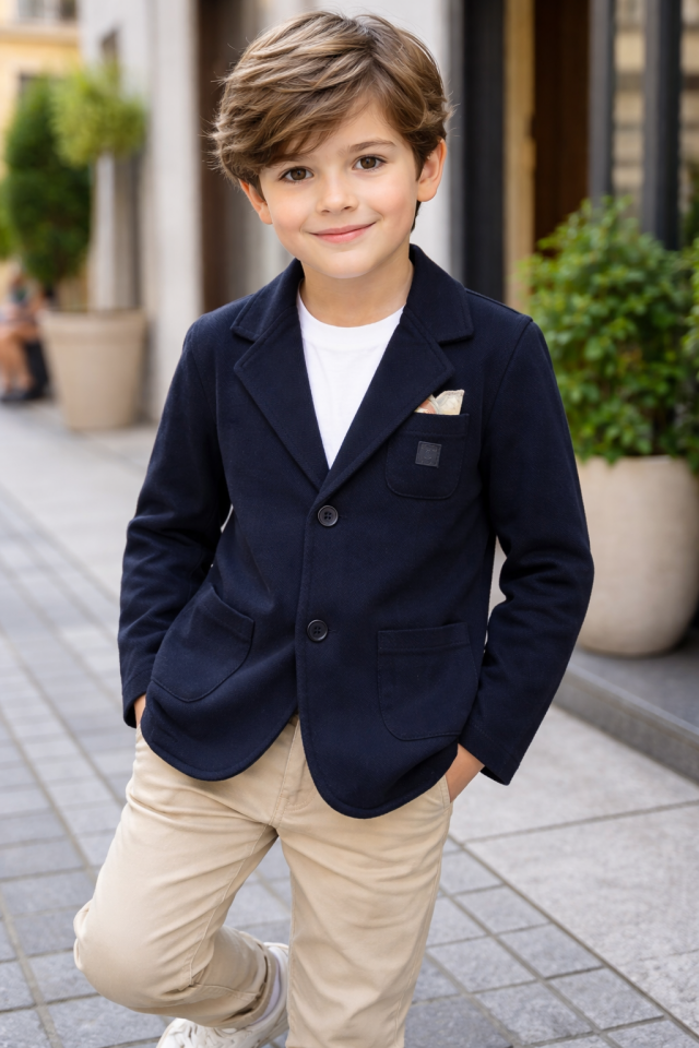 12 Ay - 6 Yaş Erkek Çocuk Lacivert Blazer Şık Ceket