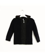 Lacivert Kapşonlu Fermuarlı Triko Hırka