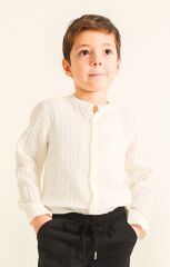 Hakim Yaka Uzun Kollu Müslin Gömlek