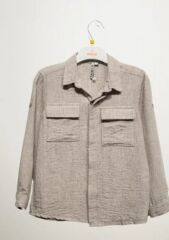 Keten Viskon Karışımlı Gizli Patlı Uzun Kollu Gömlek