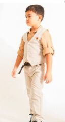 Gömlek Yelek Pantolon Keten 3'lü Takım