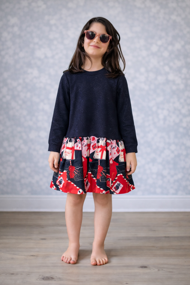 6-12 Yaş Kız Çocuk Lacivert Elbise