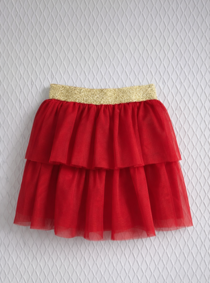 4-14 Yaş Kız Çocuk Kırmızı Tül Etek