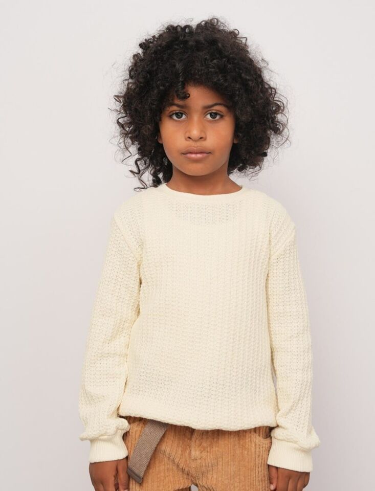 2-14 Yaş Erkek Çocuk Krem Desenli Örme Sweatshirt