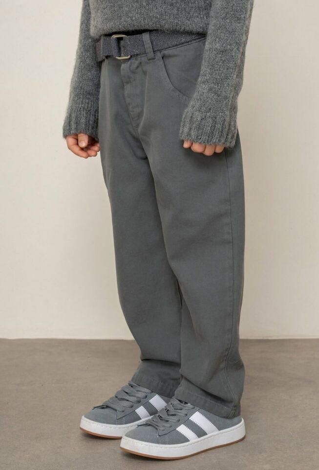 2-14 Yaş Erkek Çocuk Antrasit Gabardin Kemerli Şık Pantolon