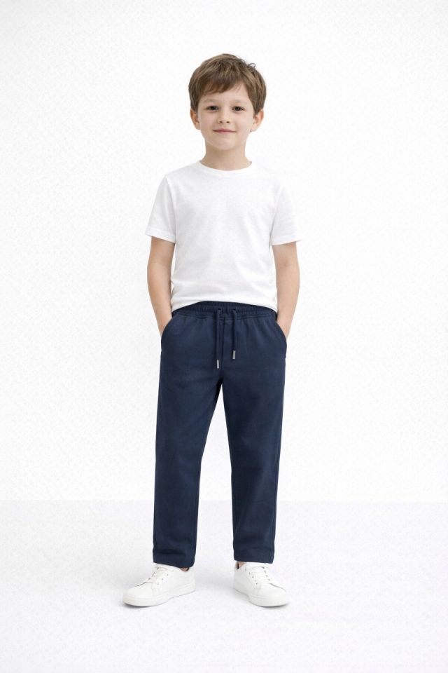 12 Ay-5 Yaş Erkek Çocuk Lacivert Bağcıklı Gabardin Pantolon