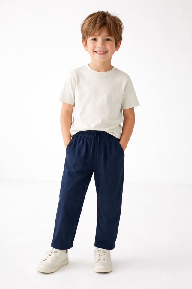 5-16 Yaş Erkek Çocuk Lacivert Müslin Pantolon