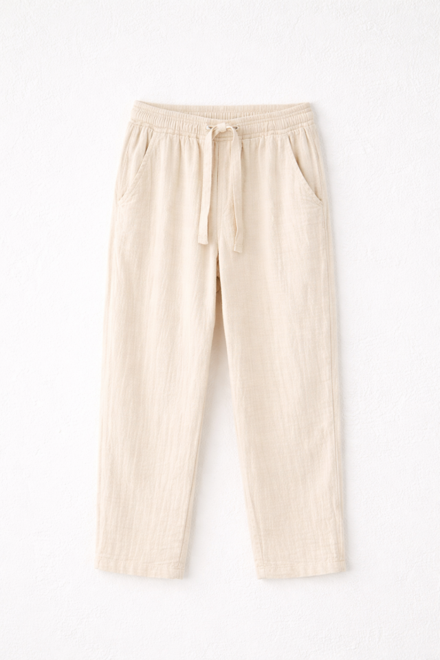 5-16 Yaş Erkek Çocuk Beyaz Müslin Pantolon