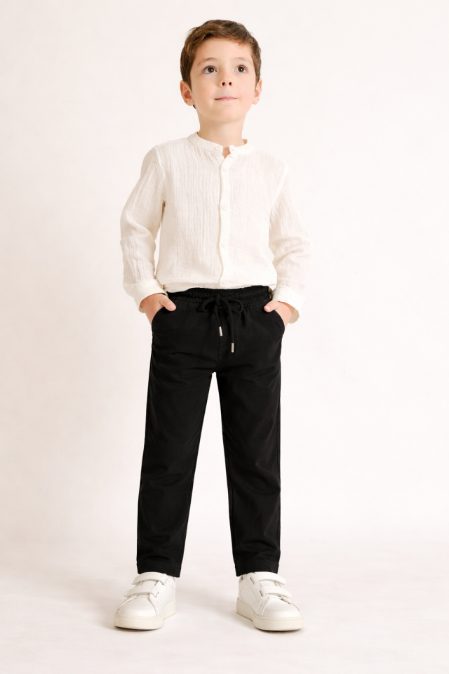 3-16 Yaş Erkek Çocuk Beyaz Hakim Yaka Müslin Gömlek