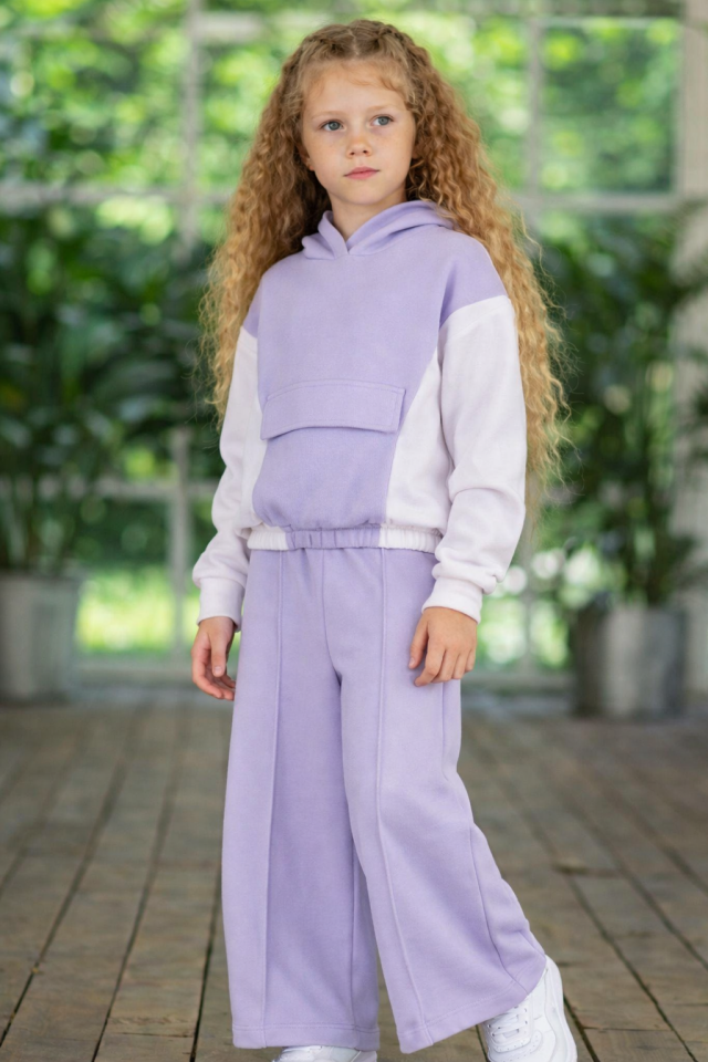 6-14 Yaş Kız Çocuk Lila Kapüşonlu Selanik Takım