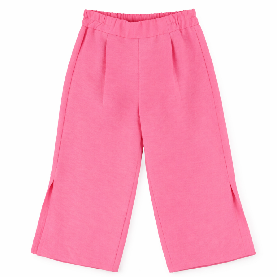 2-6 Yaş Kız Çocuk Pembe Yırtmaç Detaylı Pantolon