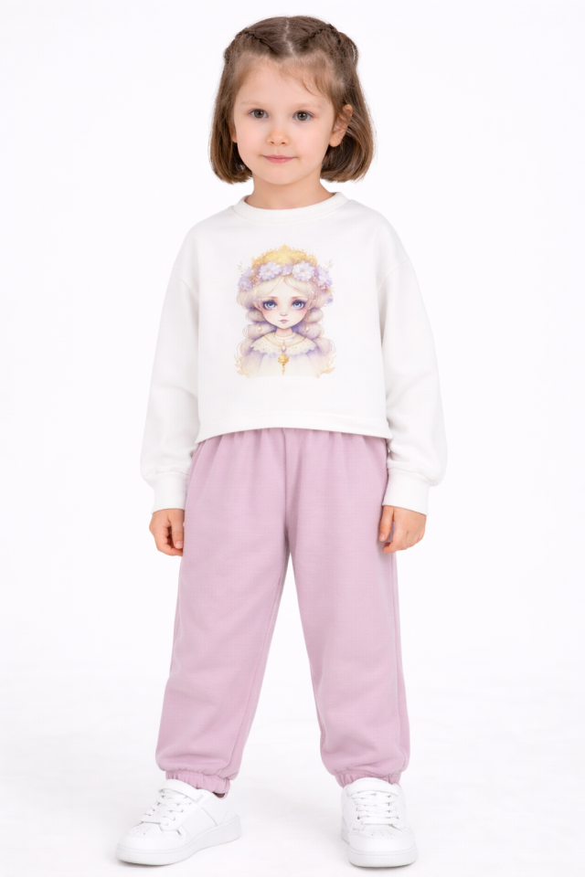 2-6 Yaş Kız Çocuk Baskılı Eşofman Takımı