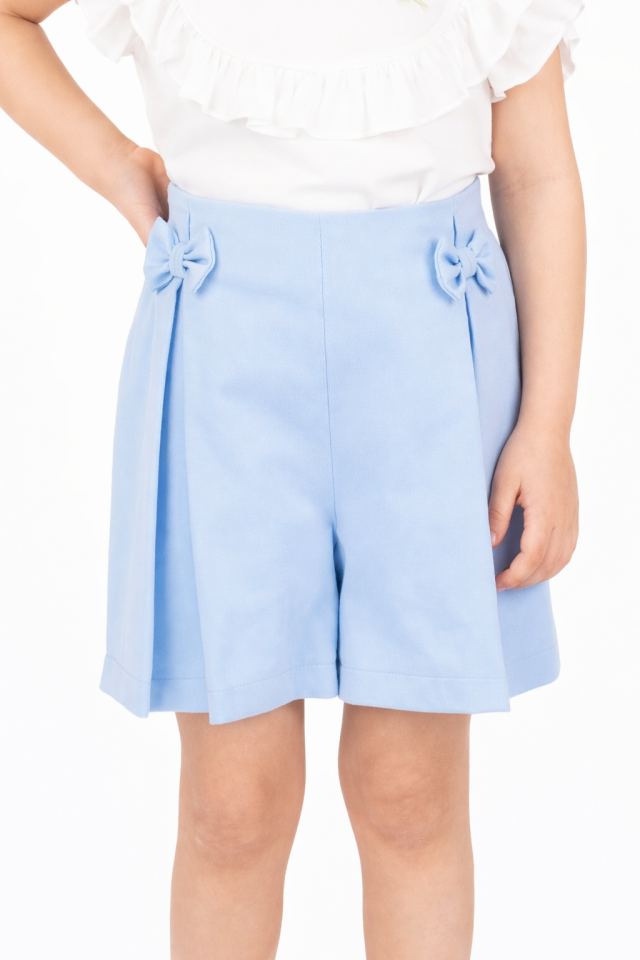 2-6 Yaş Kız Çocuk Mavi Kurdele Detaylı Şort