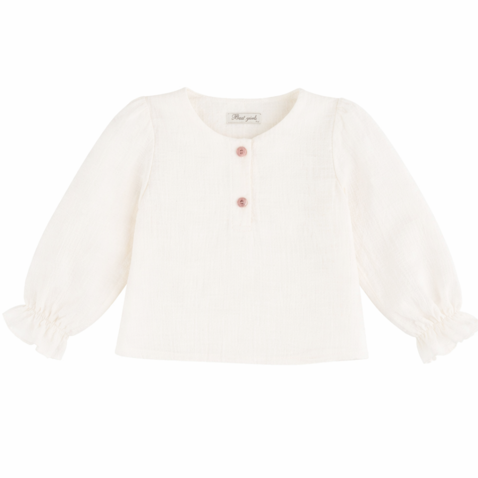 2-6 Yaş Kız Çocuk Müslin Bluz Pudra Pantolon Takım