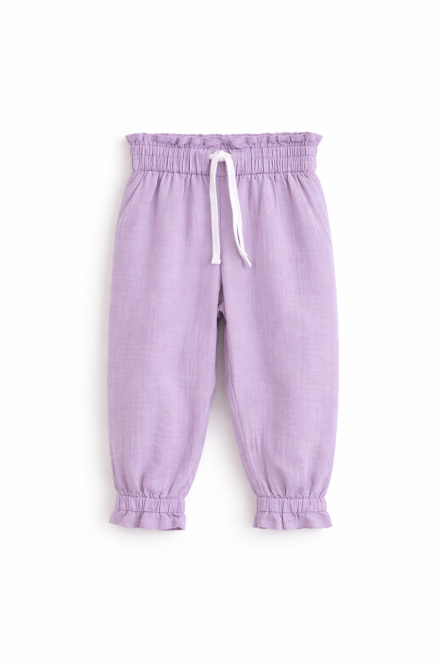 2-6 Yaş Kız Çocuk Lila Müslin Pantolon