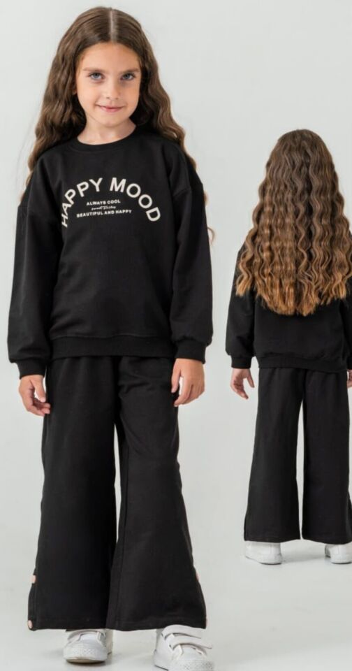 4-8 Yaş Kız Çocuk Siyah Eşofman Takımı Şık ve Rahat