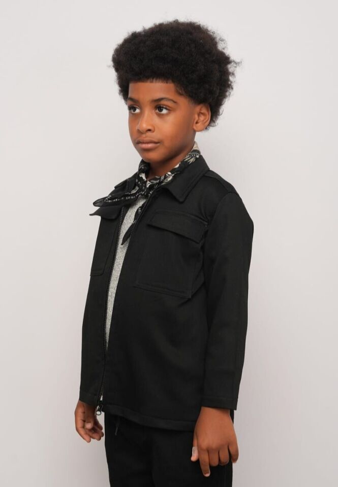 8-14 Yaş Erkek Çocuk Siyah Gabardin Ceket Pantolon Takım