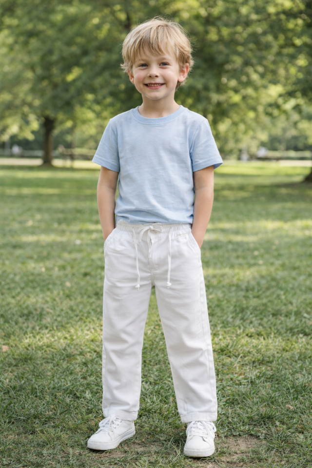 2-14 Yaş Erkek Çocuk Beyaz Tensel Pantolon