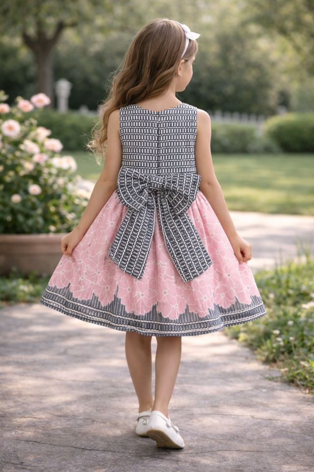 3-8 Yaş Kız Çocuk Çiçek Desenli Özel Gün Elbisesi