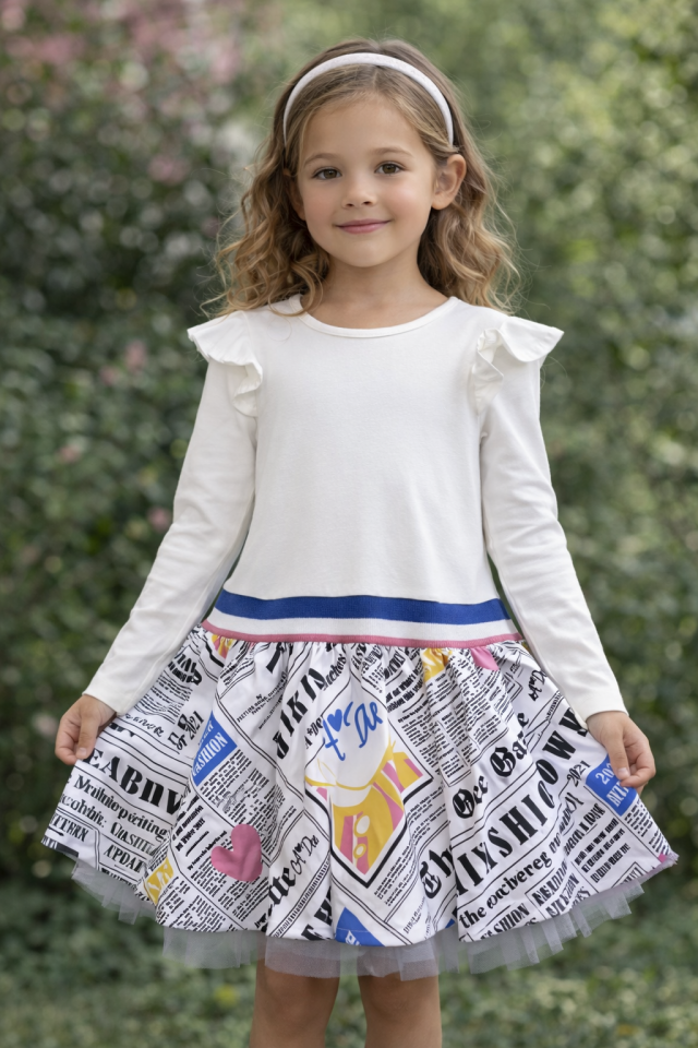 2-6 Yaş Kız Çocuk Fırfır Detaylı Günlük Elbise