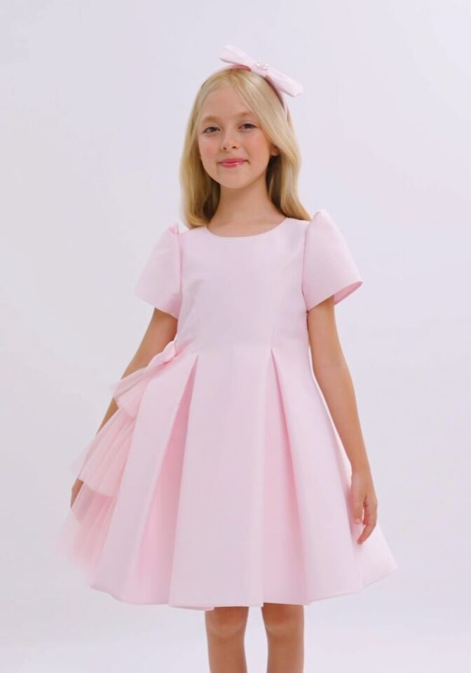3-7 Yaş Kız Çocuk Pudra Pembe Elbise